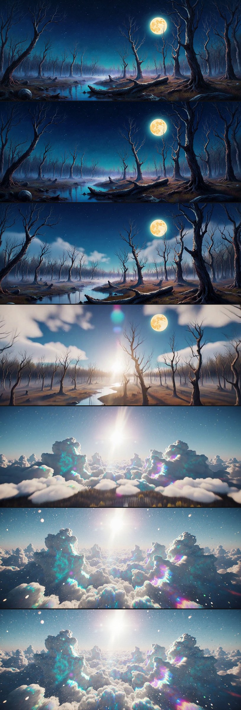 Night forest to nacreous cloud